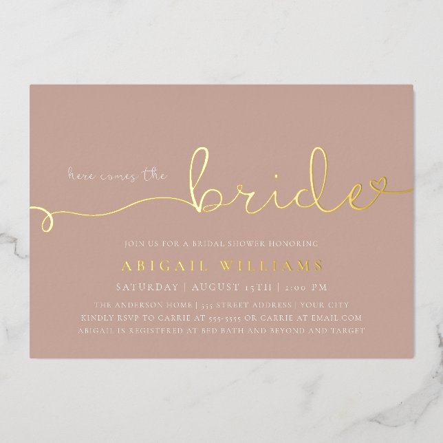 Here Comes the Bride  Foil Invitation (Front)