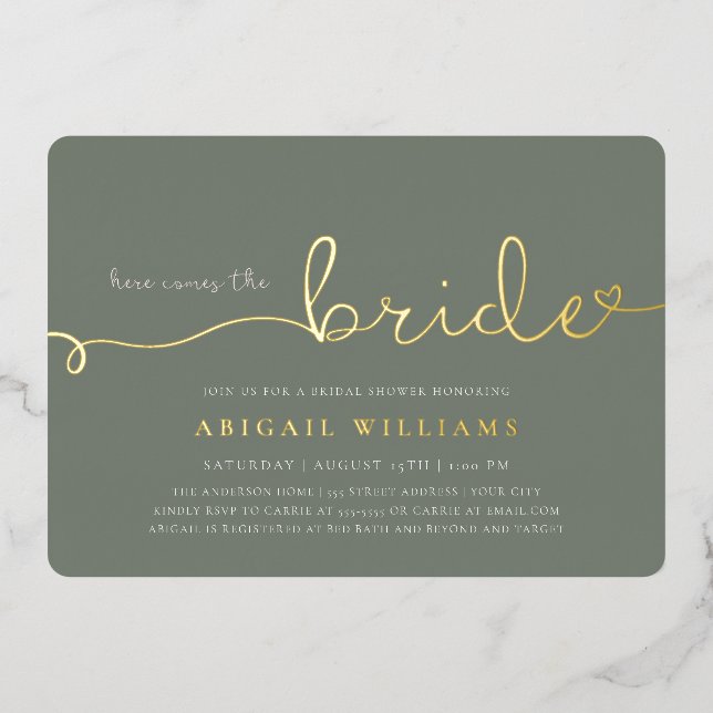 Here Comes the Bride  Foil Invitation (Front)