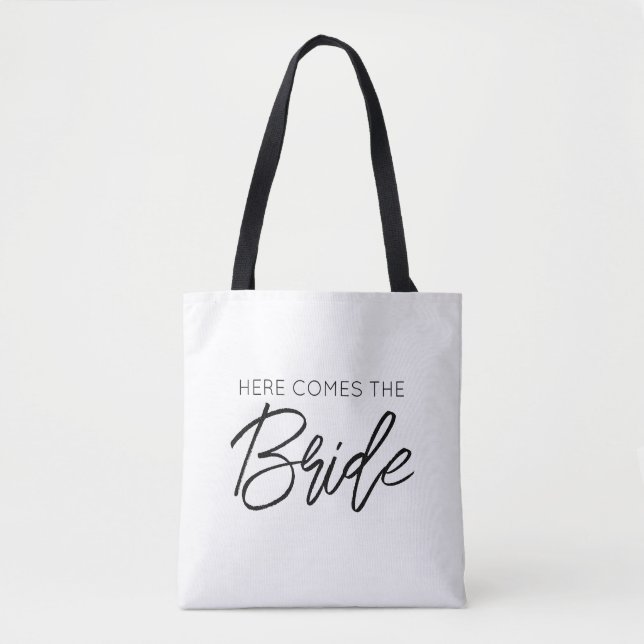 HERE COMES THE BRIDE Wedding Bachelorette Fun Tote Bag (Front)