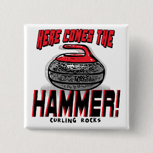 Here Comes the Hammer Curling Gear 15 Cm Square Badge