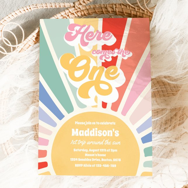 Here Comes The One Boho Sunshine 1st Birthday Invitation (Creator Uploaded)