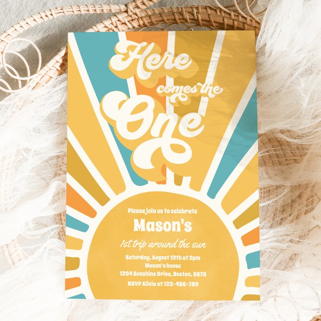 Here Comes The One Boho Sunshine 1st Birthday Invitation (Creator Uploaded)