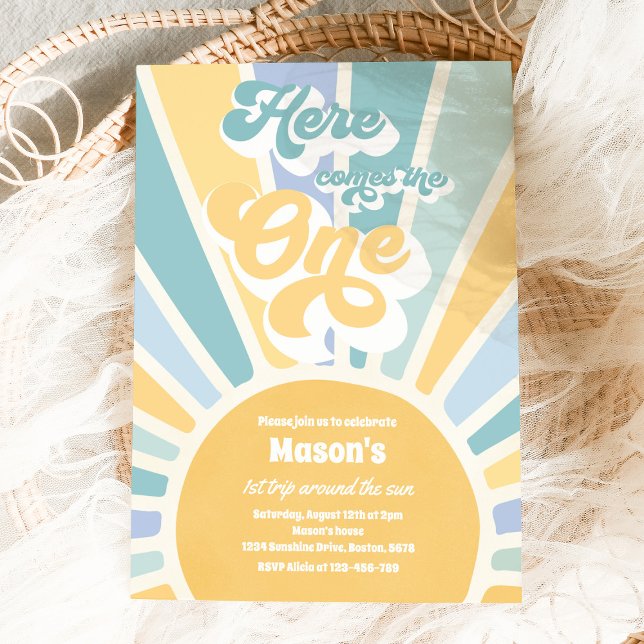 Here Comes The One Boho Sunshine 1st Birthday Invitation (Creator Uploaded)