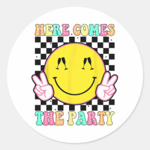 Here Comes The Party Groovy Bachelorette Party Tea Classic Round Sticker