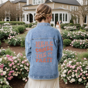 Here comes the party Retro Bachelorette Party Denim Jacket