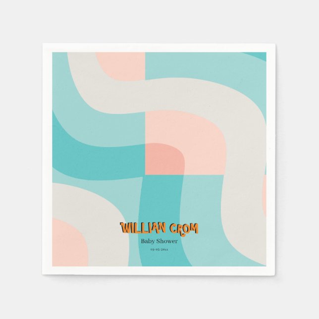 Here Comes The Rainbow Wave Modern Baby Shower   Napkin (Front)