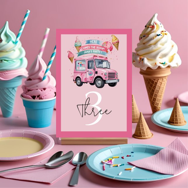 Here Comes the Scoop! Ice Cream Truck Birthday  Table Number (Creator Uploaded)