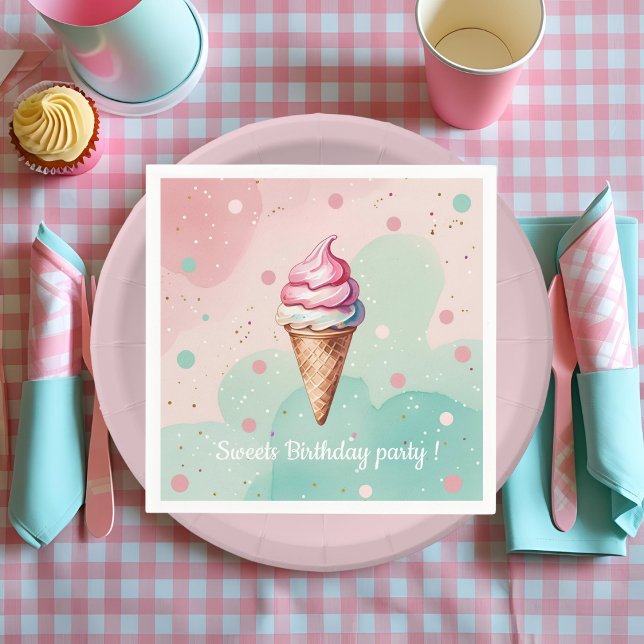 Here Comes the Scoop! Mint Ice Cream Truck Photo Napkin (Creator Uploaded)