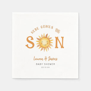 Here Comes The Son Baby Boy Couples Baby Shower Napkin