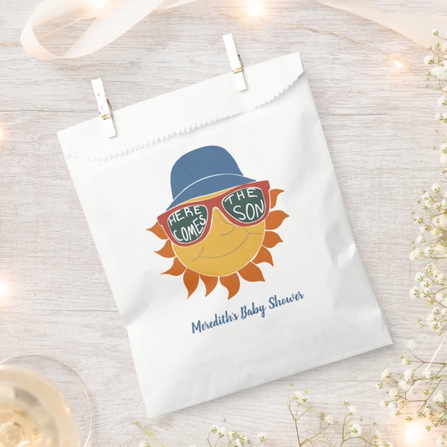 Here Comes the Son Baby Boy Shower Favour Bags (Clipped)