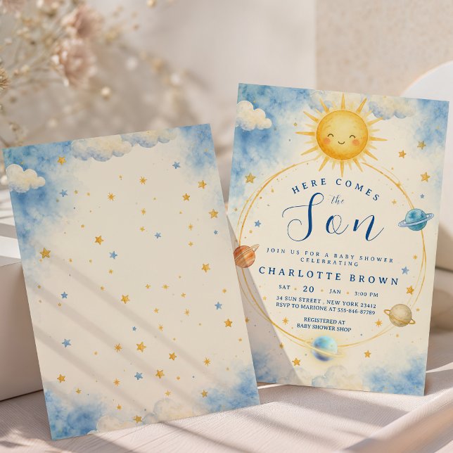 Here Comes the Son Baby Boy Shower Invitation (Here Comes the Son Baby Boy Shower Invitation)