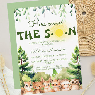 Here Comes The Son Baby Boy Shower Invitation
