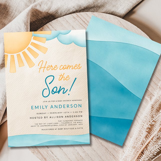 Here Comes the Son Baby Boy Shower  Invitation (Creator Uploaded)