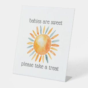 Here Comes the Son Baby Boy Shower Take a Treat Pedestal Sign