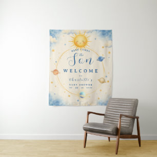 Here Comes the Son Baby Boy Shower Welcome Tapestry
