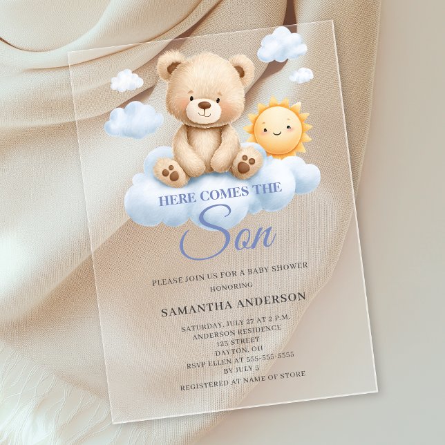 Here Comes The Son Baby Shower Acrylic Invitations (Creator Uploaded)