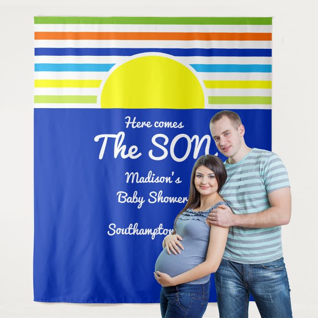 Here Comes the Son Baby Shower Backdrop Tapestry (Creator Uploaded)