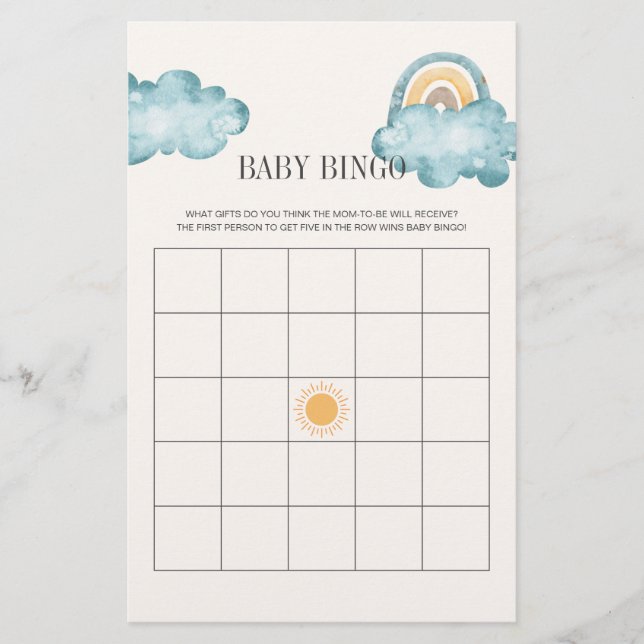 Here Comes The Son Baby Shower Bingo Game (Front)