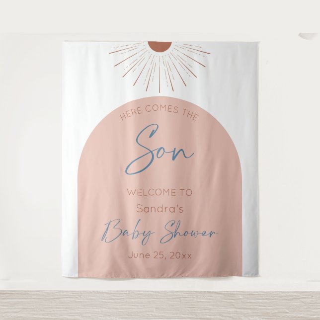 Here Comes The Son Baby Shower Boho Tapestry (Front)