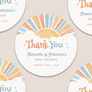 Here Comes the Son Baby Shower Boy Thank You Classic Round Sticker