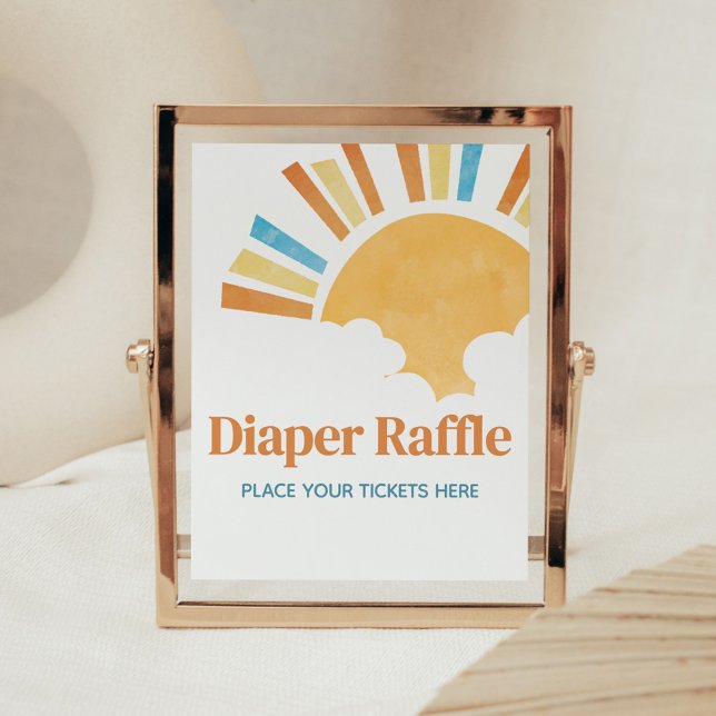 Here Comes the Son Baby Shower Diaper Raffle Poster (Here Comes the Son Baby Shower Diaper Raffle Sign)
