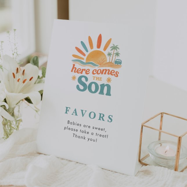 Here Comes The Son Baby Shower Favour Table Top Pedestal Sign (Creator Uploaded)