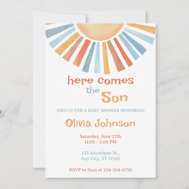 Here Comes the Son Baby Shower Invitation (Front)