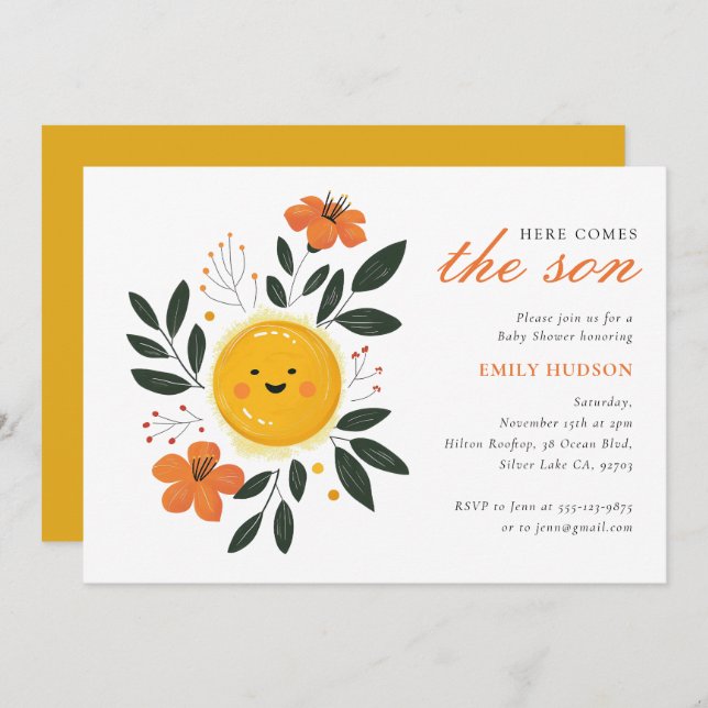 Here Comes the Son Baby Shower Invitation (Front/Back)