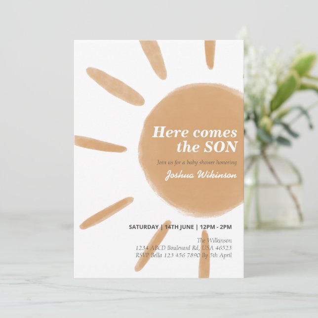 Here comes the Son baby shower  Invitation (Standing Front)
