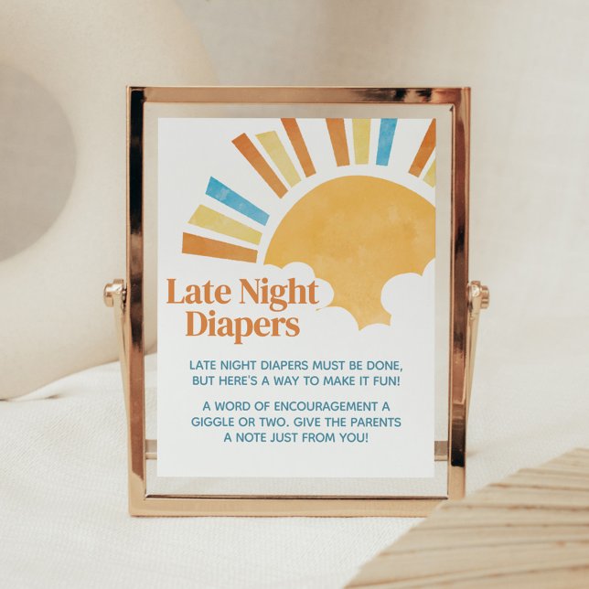 Here Comes the Son Baby Shower Late Night Diapers Poster (Here Comes the Son Baby Shower Late Night Diapers Sign)
