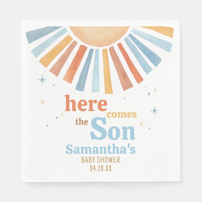 Here Comes the Son Baby Shower  Napkin (Front)