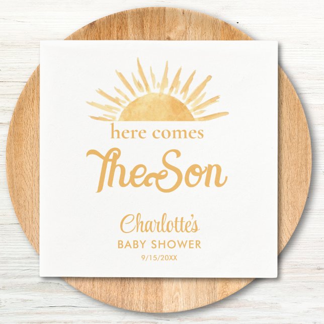 Here Comes The Son Baby Shower Napkin (Creator Uploaded)