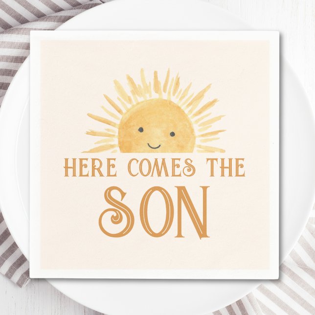 Here Comes The Son Baby Shower Napkin (Creator Uploaded)
