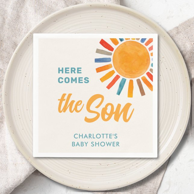Here Comes The Son Baby Shower Napkin (Creator Uploaded)