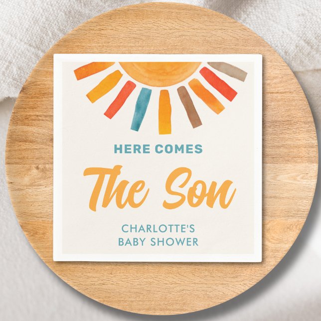 Here Comes The Son Baby Shower Napkin (Creator Uploaded)