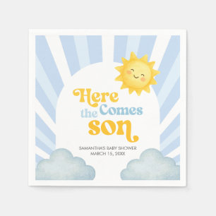 Here Comes the Son Baby Shower Napkin