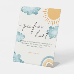 Here Comes The Son Baby Shower Pacifier Hunt Game  Pedestal Sign