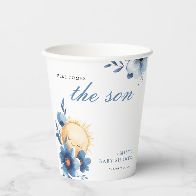 Here Comes the Son Baby Shower Paper Cups (Front)