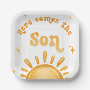 Here Comes The Son Baby Shower Paper Plate