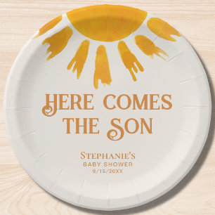 Here Comes The Son Baby Shower Paper Plate