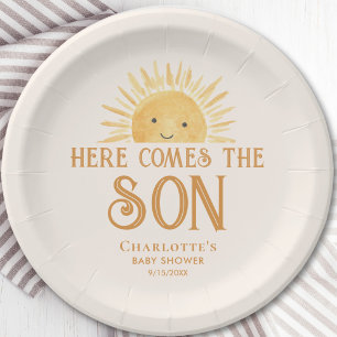 Here Comes The Son Baby Shower Paper Plate
