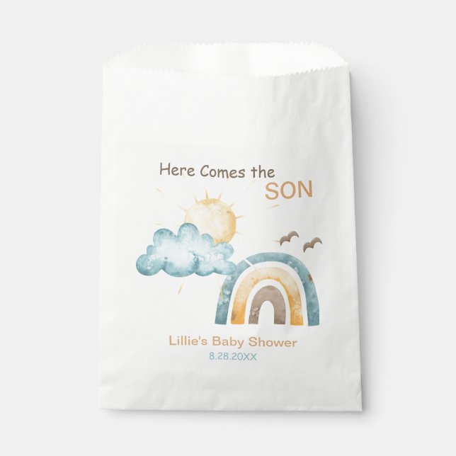 Here Comes The Son Baby Shower Paper Plates Favour Bags (Front)