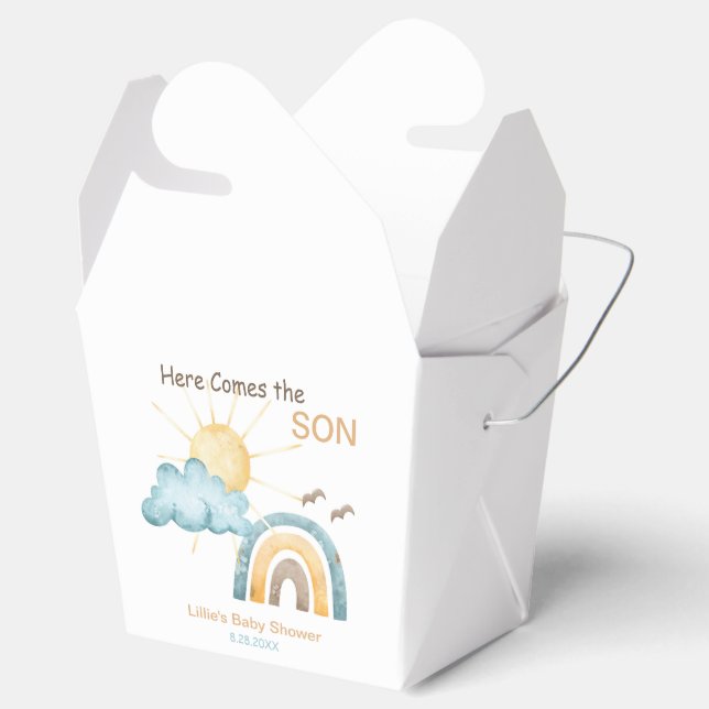 Here Comes The Son Baby Shower Paper Plates Favour Box (Opened)