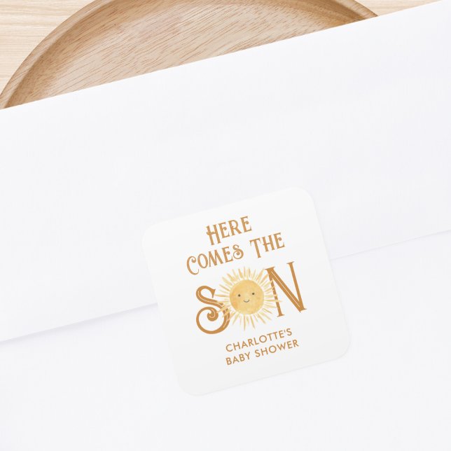 Here Comes The Son Baby Shower Square Sticker (Creator Uploaded)
