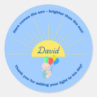 Here Comes the Son Baby Shower Sticker for boy