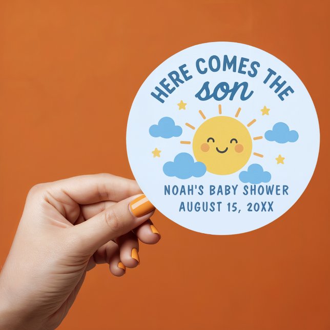 Here Comes the Son Baby Shower Sticker - Sunshine  (Creator Uploaded)