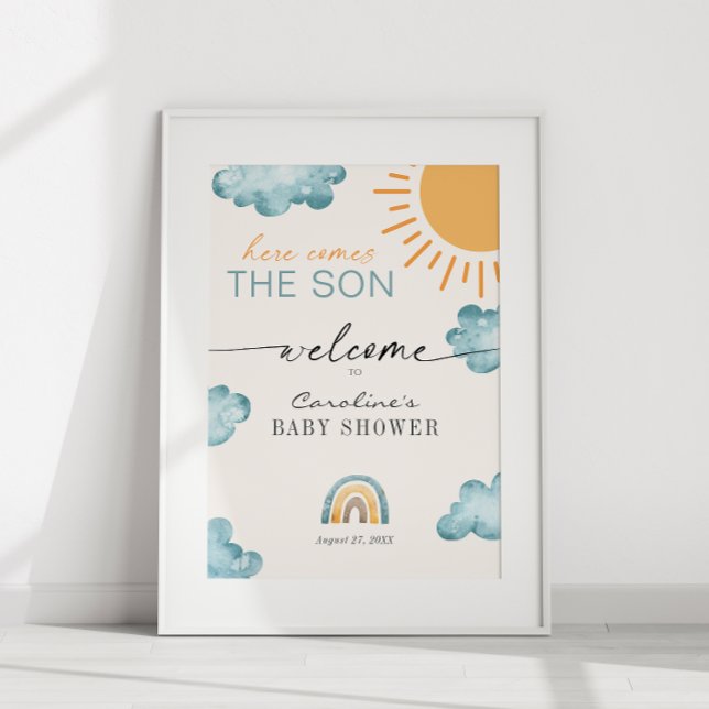 Here Comes The Son Baby Shower Sunshine Welcome  Poster (Creator Uploaded)