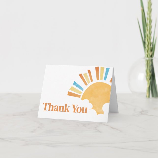 Here Comes the Son Baby Shower Thank You Card (Front)