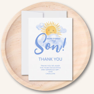 Here Comes The Son Baby Shower Thank You Card