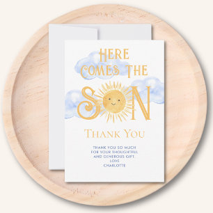 Here Comes The Son Baby Shower Thank You Card